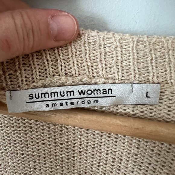 Summum Woman Amsterdam Beige Cotton Blend V-Neck Sweater Women's Size Large - Picture 5 of 10